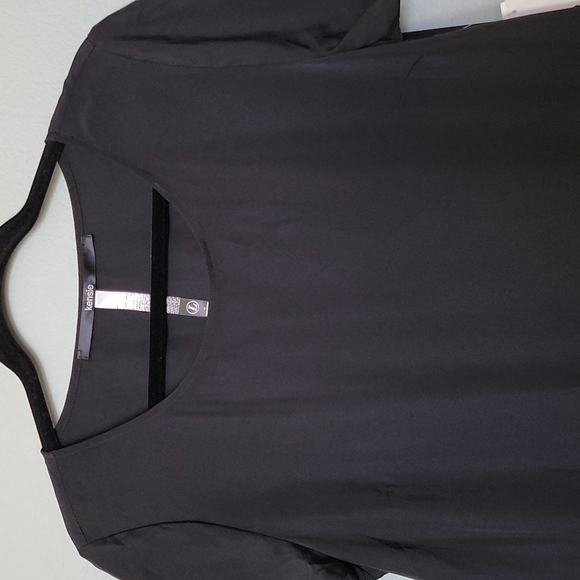 Kensie Witchy NWT black lattice trim short sleeve crop large - Picture 3 of 6